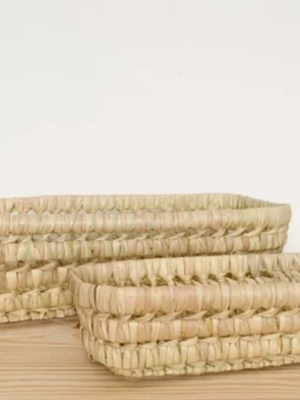 New Set Of 2 Rectangular Straw   Basket, Storage Basket Set